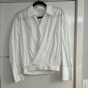 Zara Elegant White Wrap Blouse